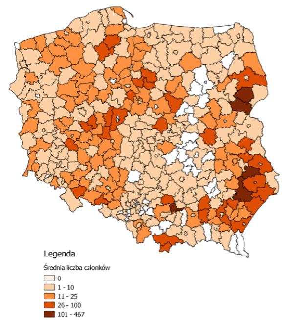 Natomiast zdecydowana większość GPR (prawie 70%) to podmioty, w których liczba członków pozostaje niezmienna od momentu założenia.
