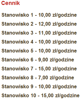 W grafiku występują trzy statusy: Niedostępny stanowisko jest nieczynne Zarezerwowane stanowisko jest czynne, ale nie można z niego skorzystać z powodu rezerwacji przez innego użytkownika Dostępny
