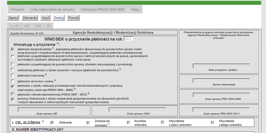 Wydruk wniosku Wniosek zapisany lub zatwierdzony można wydrukować.