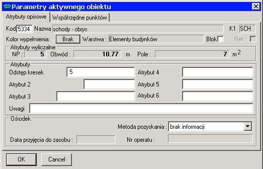 System informacji o terenie GEO-MAP 14 Uzupełnieniem budynku są schody, weranda oraz taras.