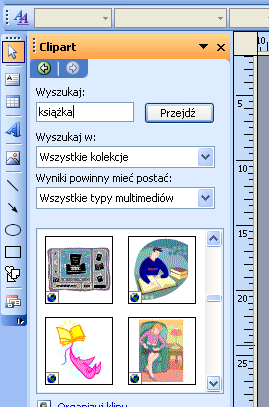 Klikamy w dowolnym miejscu pustej ramki. Wskaźnik myszy przyjmie wówczas kształt odwróconego dzbanka, z którego gdy w niego klikniemy wleje się tekst z obszaru przepełnienia do nowej ramki tekstowej.