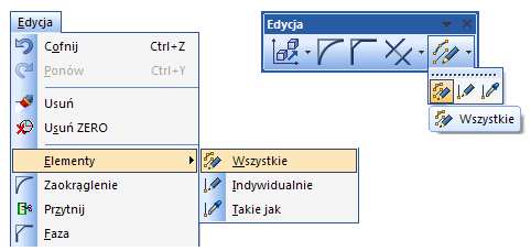 Po dwukrotnym kliknięciu na dany element geometrii (w Trybie Modelowania), można edytować jego parametry geometryczne jak również zmienić warstwę, kolor itd. (rys.2.