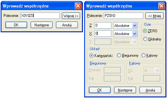 Rys.2.6 Okno dialogowe Wprowadź współrzędne Oto kilka zasad wprowadzania współrzędnych : Liczby po przecinku rozdzielane są kropką: 123.456 Nie musisz wprowadzać zera przed ułamkiem dziesiętnym: 0.