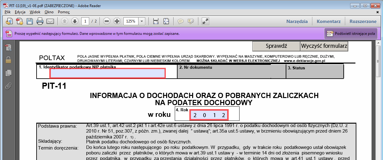 07.02.2013 Wypełnienie deklaracji Deklaracje pobieramy ze strony www.e-deklaracje.gov.