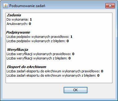 Dostępne deklaracje i konfiiguracja 35 Po prawidłowym złożeniu podpisu i zachowaniu wyniku można zakończyć wysyłanie