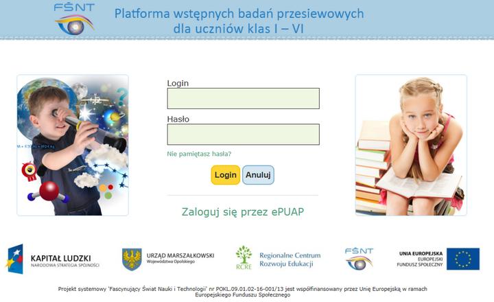 Logowanie do platformy Aby się zalogować, należy: przejść do platformy, wpisać nazwę użytkownika (Login) i hasło,