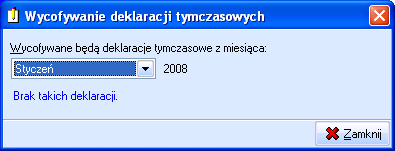 2. Funkcje Rys. 39. Okno: Sprawdzenie deklaracji. Użycie przycisku Sprawdź pozwala na sprawdzenie poprawności wypełnienia wszystkich deklaracji złożonych w zadanym okresie.