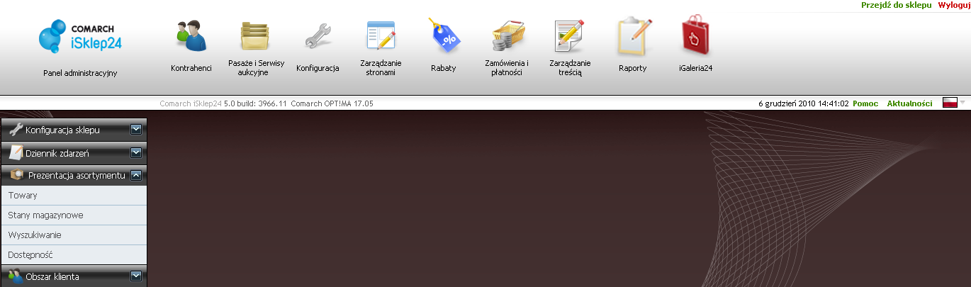 Str. 42 Moduł isklep24 v. 5.2 Przejścia stron W obszarze tym Administrator sklepu ma możliwość podglądu wszystkich błędnych logów z przejścia pomiędzy stronami Comarch isklep24. Rys.