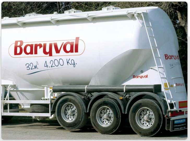 BARYVAL INNOWACJA W KAŻDYM DETALU SILOSY V= 32, 36 oraz 38 m3 BARYVAL MODEL CB/3AL - 32 Silos do przewozu materiałów sypkich 32 m3.