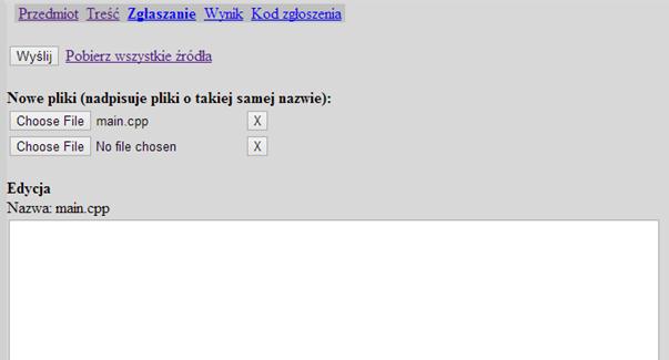 W celu zgłoszenia zadania należy wybrać odpowiedni wiersz z kolumny Zgłaszanie co spowoduje wyświetlenie się okna przedstawionego na rys. 5.