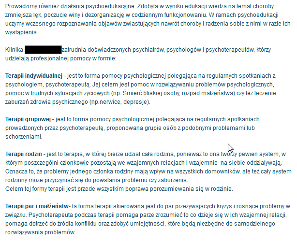 Komentarz RSz: na tym przykładzie widzimy, że poradnictwo psychologiczne może obejmowad