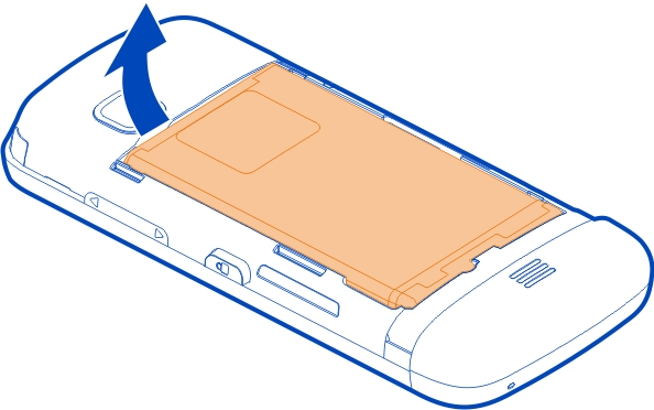 Pierwsze kroki 7 Wkładanie karty SIM i baterii Ważne: W tym urządzeniu nie wolno używać karty SIM typu mini-uicc, nazywanej także kartą micro SIM, ani karty SIM z wycięciem na kartę mini-uicc (patrz