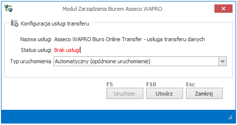 Rysunek 8. Kreator tworzenia bazy konfiguracyjnej programu Moduł Zarządzania Biurem Uwaga! Program Moduł Zarządzania Biurem działa w systemie Windows, jako usługa.