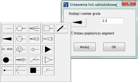 CADprofi HVAC & Piping: Symbole oznaczeń Okno dialogowe Symbole oznaczeń Podstawowa funkcjonalność oraz opcje dotyczące symboli zostały opisane w rozdziale Symbole.