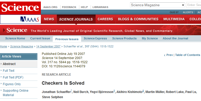 Checkers is Solved Gra okazała się być