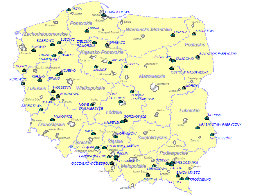 Dwrzec na własnść Przykłady dwrców w fercie: Sank Miast Augustów Ustka Gdańsk