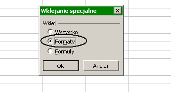 Rys. 2. Wklejanie formatu wykresu Formatowanie zostanie przeniesione na wykres.