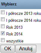 Przykładowy widok generowania raportu liczby maszynistów, po wybraniu wyświetli się: 1. Należy nacisnąć. 2. Wybrać okres sprawozdawczy możliwość wyboru poszczególnych okresów (np.