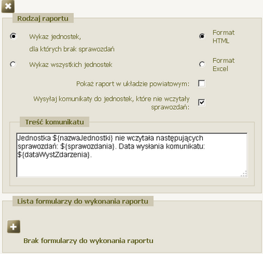 Sprawozdania resortowe Raport kompletności Wykonując raport kompletności możemy ustalić ośrodki, które nie dostarczyły sprawozdań, w tym celu w oknie "Lista sprawozdań" przy pomocy przycisku