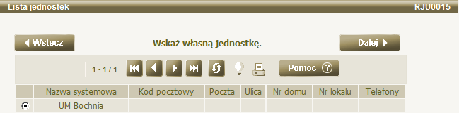 Rejestracja użytkowników Następnie wybieramy przycisk Dalej którym zaznaczamy odpowiedni typ jednostki.. Otworzy się okno "Lista typów jednostek", w Następnie wybieramy przycisk Dalej.