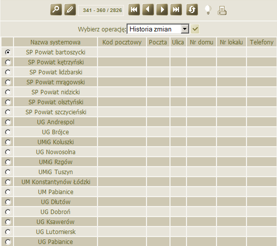 Administracja Jednostki Statystyczna Aplikacja Centralna zawiera listę jednostek wszystkich poziomów. W celu przeglądania lub modyfikacji danych jednostek z menu wybieramy pozycję Jednostki.