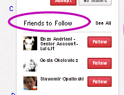 Pinterest - proponowani znajomi (C) Grafiki publikowane przez osoby dodane do obserwowanych są