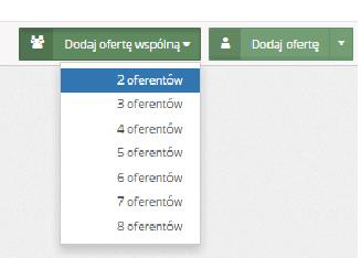 Przy wyborze oferty wspólnej (1) rozwinie się lista, z której należy wybrać liczbę oferentów. 4.