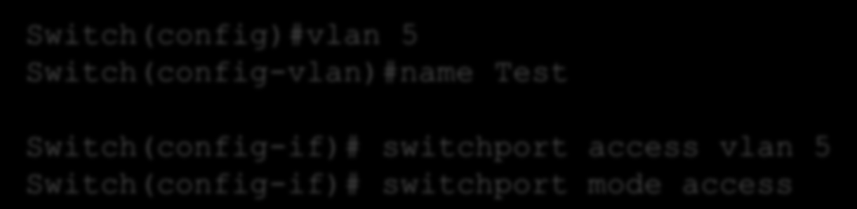 Ograniczamy domenę rozgłoszeniową Wirtualna Sied Lokalna nr 5 Switch(config)#vlan 5 Switch(config-vlan)#name