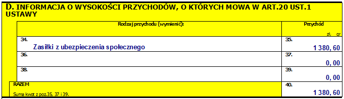 Rysunek 8 Naliczenie PIT-8C Rysunek 9 PIT-8C część D Opis pozycji 34 w części D deklaracji PIT-8C jest pobierany z definicji elementu z zakładki Deklaracje (cd) (Narzędzia Opcje