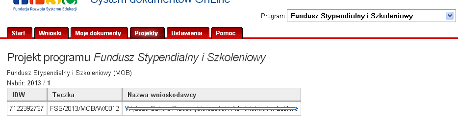 Administrowanie dokumentami: online.frse.org.pl wypełnić dokument (np.