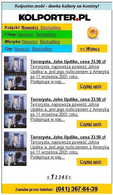 Rysunek 2 - Makieta jednej z podstroi Projektowanie graficzne Na podstawie stworzonej architektury informacji