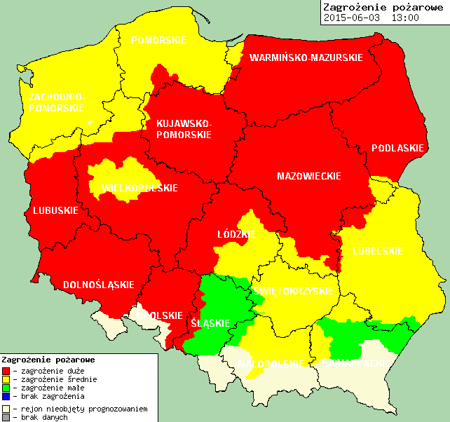 INFORMACJE HYDROLOGICZNO - METEOROLOGICZNE Zagrożenie pożarowe lasów Ostrzeżenia