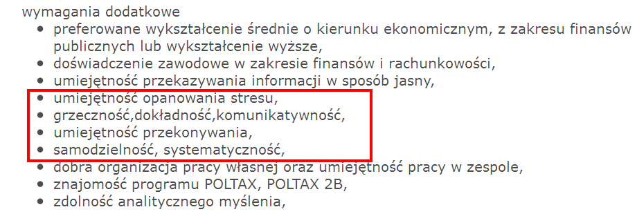 Wymagania miękkie, które, jeżeli znajdą się w