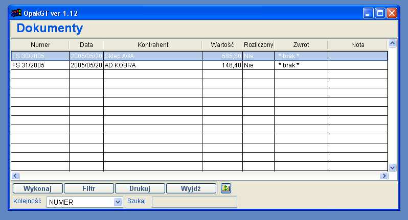 jeszcze zaewidencjonowane przez nasz system 10. Klikamy wykonaj. Dzięki Sferze GT automatycznie generuje się dokument sprzedaży opakowań.