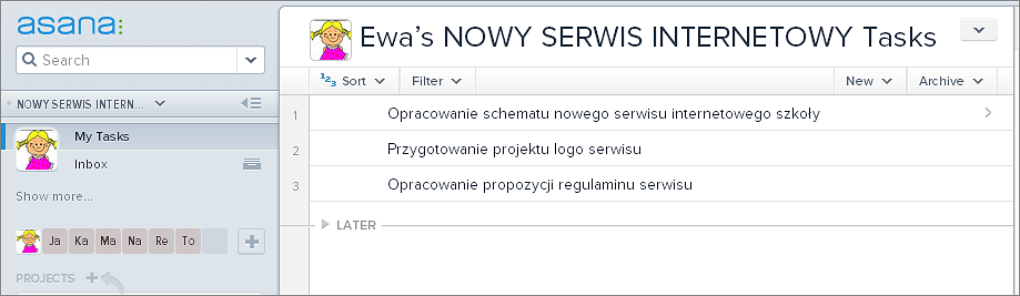 swoje konto i swoje prace, wszystko, co wysyła do niego