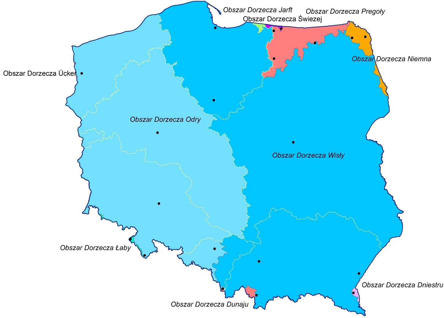 Badania FGI - lokalizacje Gdańsk dorzecze Wisły (+ Jarft) Olsztyn