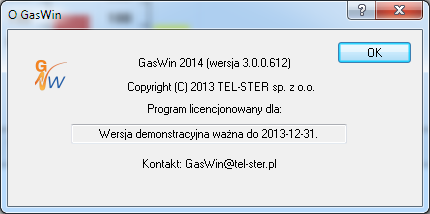 Rysunek 8.24 O GasWin Skróty Pasek narzędzi: 8.3 Paski narzędzi 8.3.1 Główny pasek narzędzi Poniżej zestawienie komend głównego paska narzędziowego. polecenie: Plik Nowy (Kreator) patrz 8.2.1.2 polecenie: Plik Otwórz patrz 8.