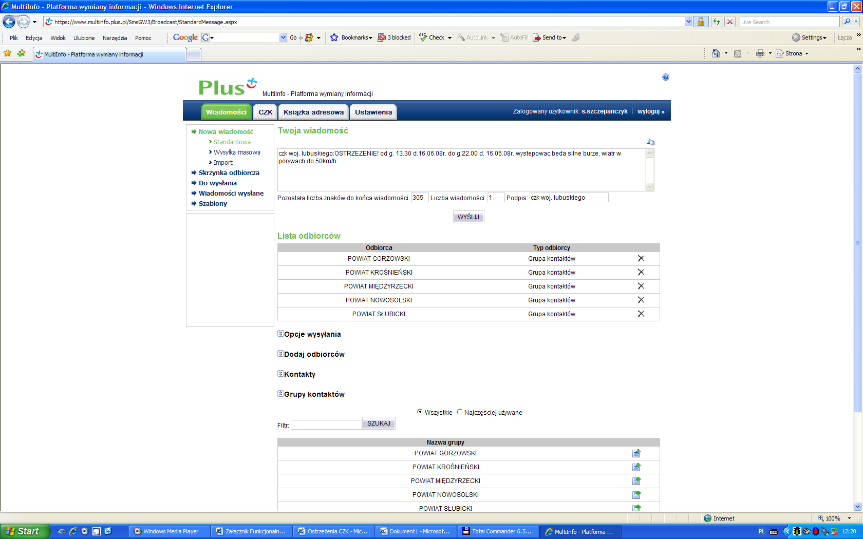 Informowanie przy pomocy systemu do grupowego wysyłanie