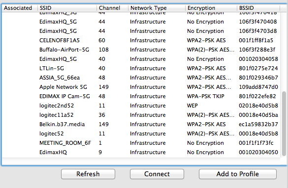 VI-3-3. Zakładka Available Network Zakładka Availible Network zawiera listę wszystkich dostępnych w zasięgu sieci bezprzewodowych, wraz z informacjami o każdej z sieci.