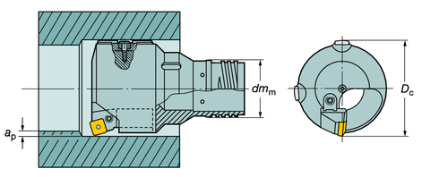 WIRCNI Wiercenie głębokich otworów - System ejectorowy łowice powiercające T- MAX 424.31 - na indywidualne życzenie klienta Z jedną płytką wymienną Zakres średnic 65.00 mm (2.