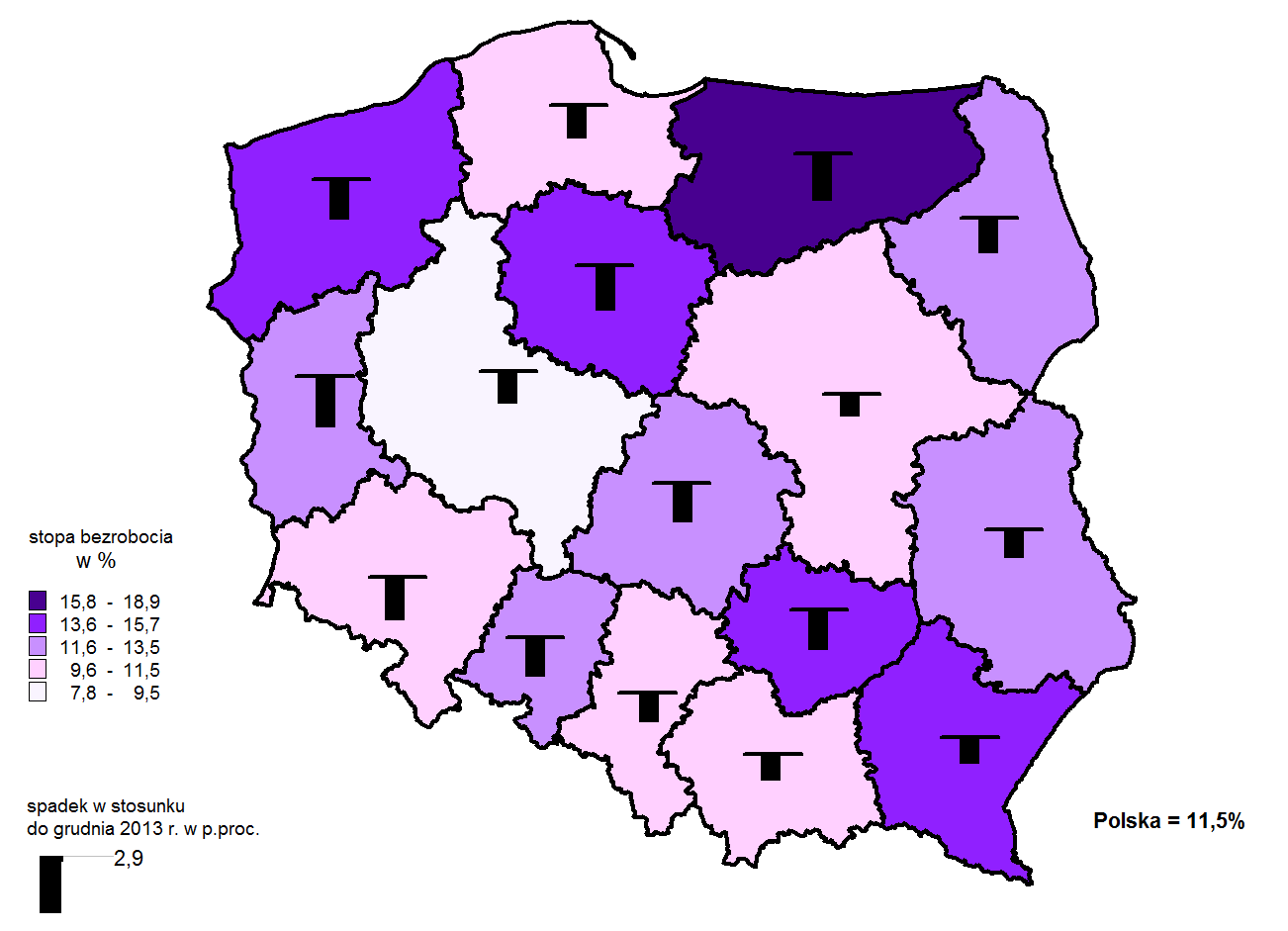 Rynek pracy 27 Spadek liczby bezrobotnych zarejestrowanych w skali roku odnotowano we wszystkich województwach, najgłębszy w lubuskim (o 21,2%), a najmniejszy w podkarpackim (o 10,6%).