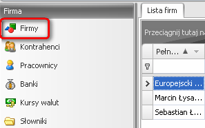 1.1 Konfiguracja modułu ( co należy zrobić? ) W celu poprawnej konfiguracji modułu należy wykonać następujące czynności : 1. Dodać firmy (przynajmniej jedną) 2.