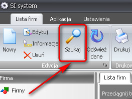 Wyszukiwanie firm Po uruchomieniu opcji szukaj otwiera się okienko budowania