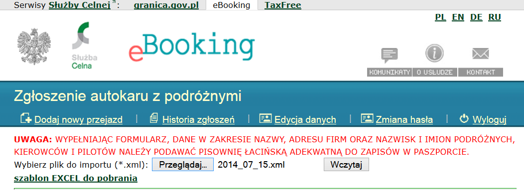 po wciśnięciu przycisku Otwórz nastąpi zaimportowanie pliku do systemu.