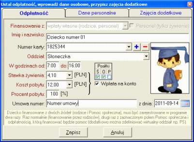 3.1. Nowe i popraw. Aktualna wersja programu pozwala rejestrować w nim podmioty objęte trzema różnymi typami odpłatności: dzieci finansowane ze środków własnych (wpłaty rodziców, opiekunów, itp.