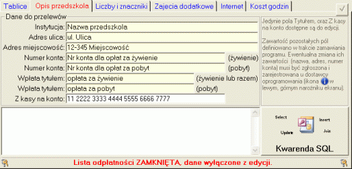 Liczbę wszystkich kosztów miesięcznych, na które dzieci będą zapisywane do przedszkola - miesięczne koszty pobytu dziecka w przedszkolu (odpłatność uzależniona tylko od liczby godzin).