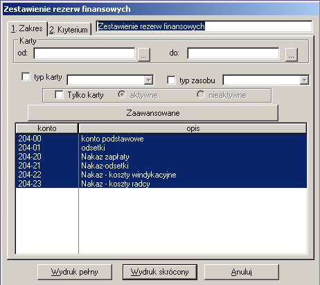 Rysunek 122. Wydruk grup składników.
