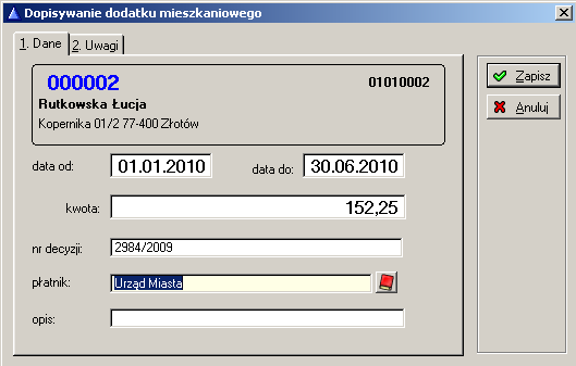 5.5 Dodatki mieszkaniowe Aby wprowadzić i zaksięgować dodatki mieszkaniowe naleŝy wykonać kilka kroków: wprowadzić mieszkańcom (kontrahentom) dodatki mieszkaniowe, wykonać operację Analiza dodatków,