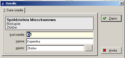 10.1.4 Koniec Wciśnięcie KONIEC spowoduje zamknięcie wszystkich okien programu i zakończenie pracy. 10.2 Przegląd 10.2.1 Osiedla Rysunek 76. Przegląd osiedli.