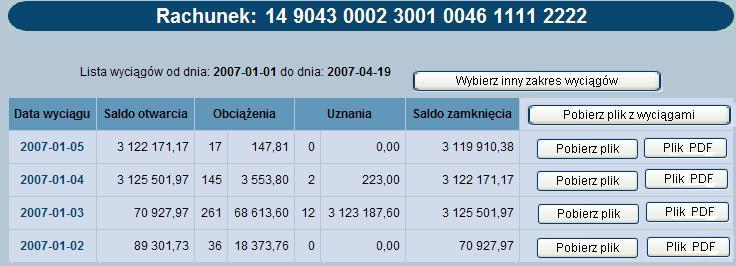Pokaż wartość określa ile rekordów (operacji) ma zostać wyświetlonych na stronie Zamknij zamknięcie okna, powrót do okna Rachunki 5.4.